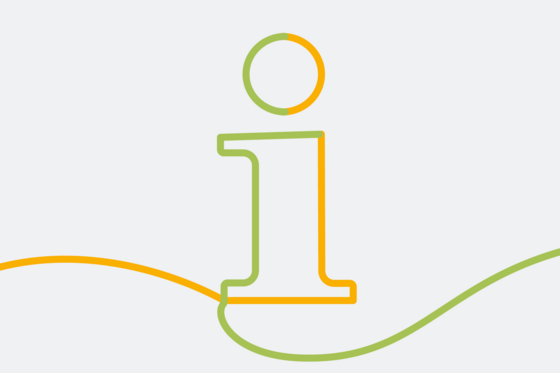 Grafische Darstellung eines kleinen "i" als Symbol für das Wort Information